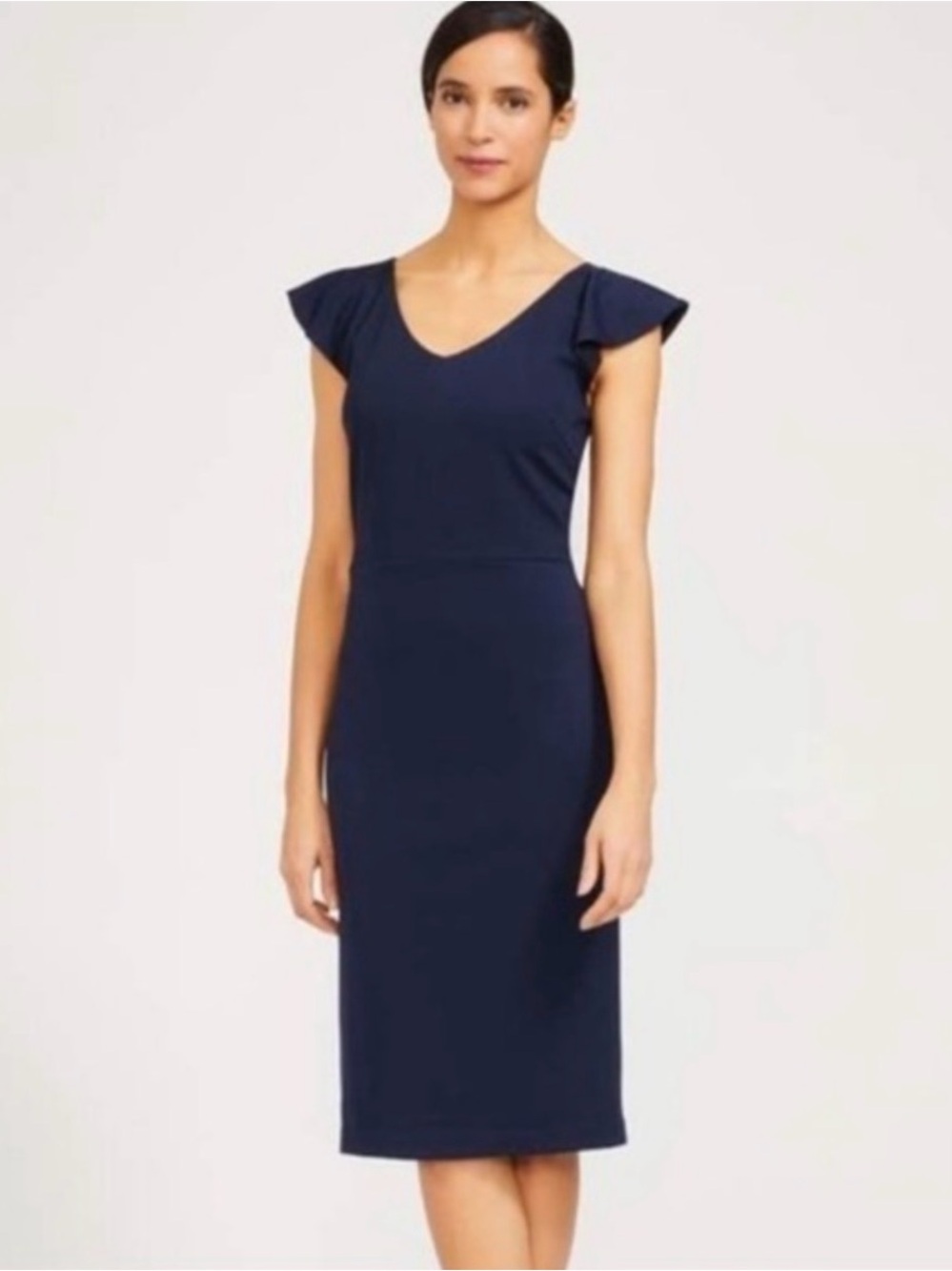J. McLaughlin Treecia Cap Sleeve Dress Winter Navy Size S